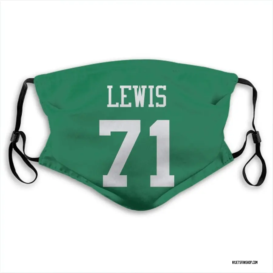 Alex Lewis New York Jets Green Jersey Name & Number Face Mask With PM2.5 Filter